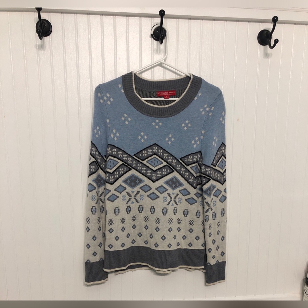 Krimson Klover Blue and Gray Geometric Sweater